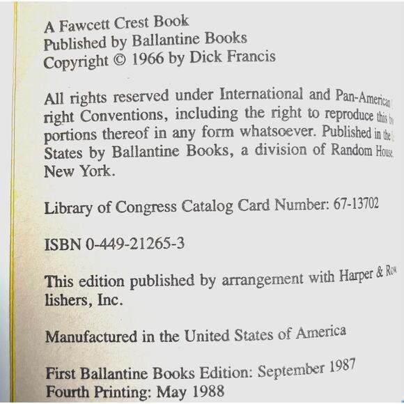 Flying Finish by Dick Francis Mystery Thriller 1988 Fawcett Crest Suspense Book - Picture 5 of 7